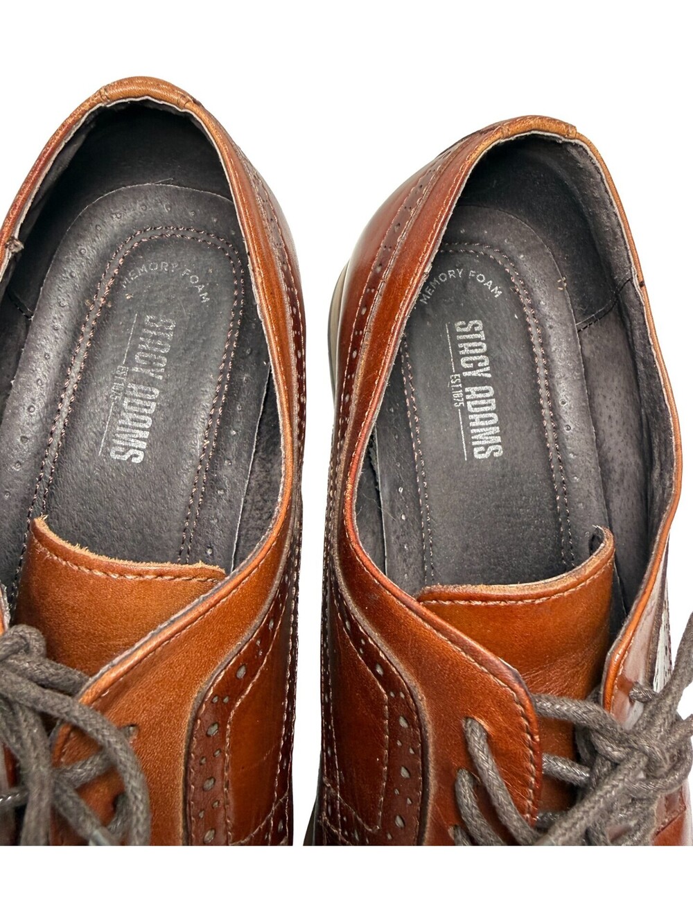 Stacy Adams Dickinson Cap Toe Oxford Dress Shoes Cognac Mens Size 14M 25066-221 - Picture 3 of 16